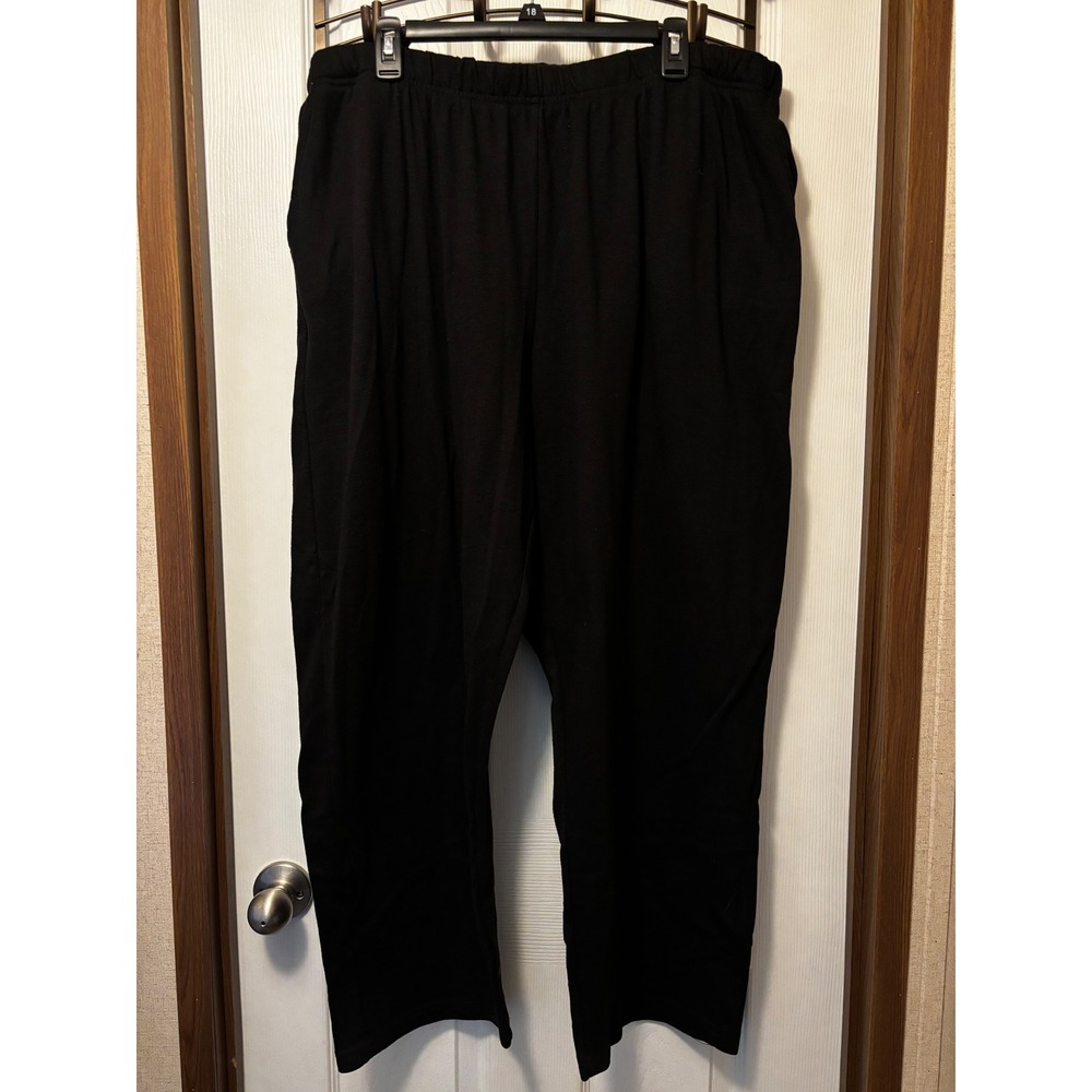 Woman Within Black Knit Straight Leg Elastic Waist Pants Plus Size 30/32 3X